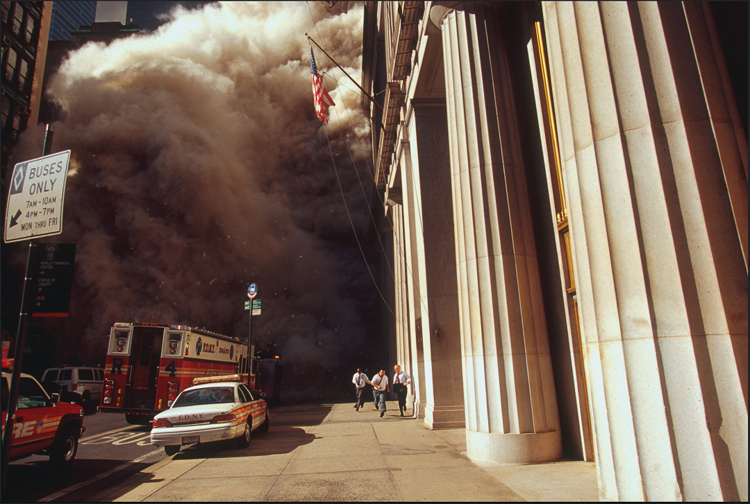 Debris Storm from World Trade Center South Tower collapse