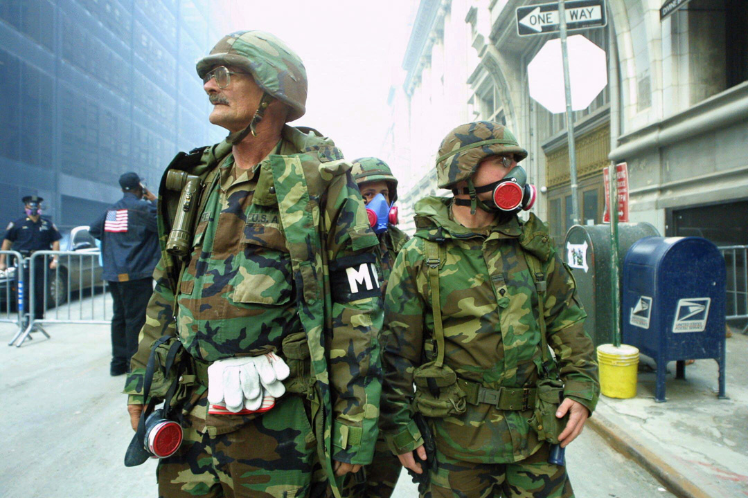 National Guard troops keep order in the Financial District