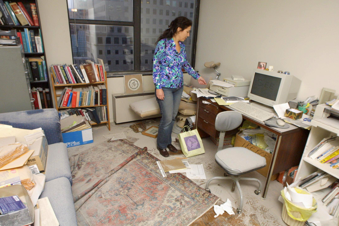 A resident of Battery Park City with dust from 9/11