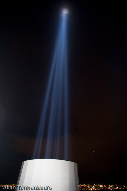 Yoko Ono, along with Ringo Starr and Olivia Harrison, dedicates the Imagine Peace Tower on Videy Island. A reception at the Art Museum of Reykjavik followed.///