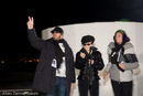 Yoko Ono, along with Ringo Starr and Olivia Harrison, dedicates the Imagine Peace Tower on Videy Island. A reception at the Art Museum of Reykjavik followed.///Ringo, Yoko, and Olivia signal "I Love You" with tiny flashlights.