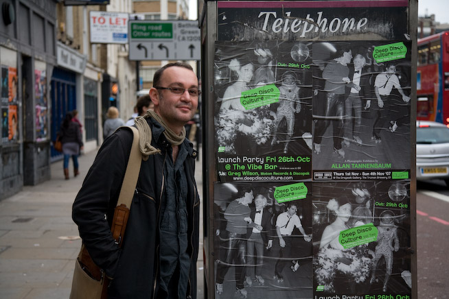 Suus'd Records Director Chris Barnett with exhibition posters